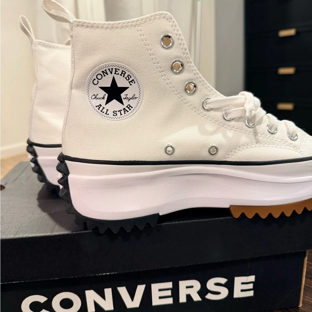 Converse White Platform Hike High-Top Sneakers - Picture 2 of 8